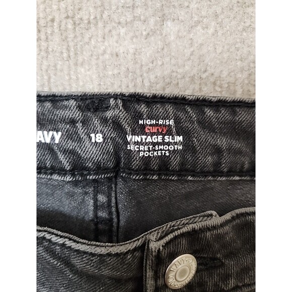 Old Navy High Rise Curvy Vintage Slim Jeans Womens 18 Faded Black Stretch NEW - Picture 9 of 11